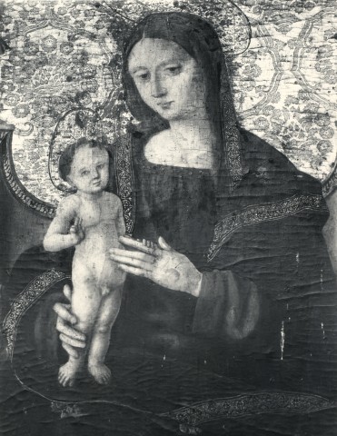 Anonimo — Anonimo siciliano - sec. XVI - Madonna con Bambino — particolare